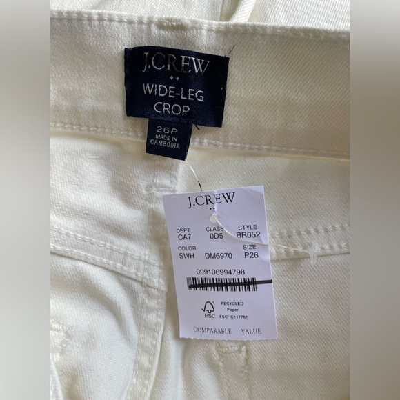 New J.Crew Factory Wide-leg cropped jean in all-day stretch White Size 26P - Picture 8 of 13
